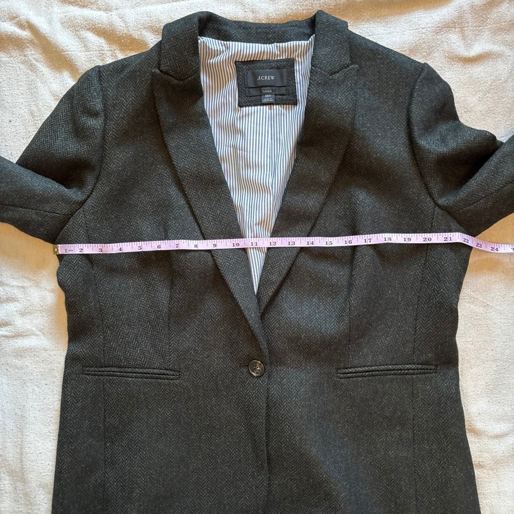 J.Crew Parke Blazer Moon Wool Herringbone Charcoal Grey Womens 16T Tall - Picture 6 of 8
